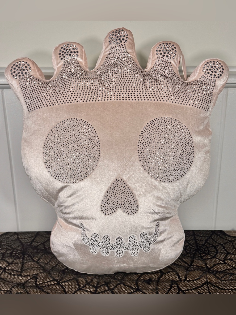 NEW Happy Halloween Skull with a Brown Bedazzled Halloween Pillow